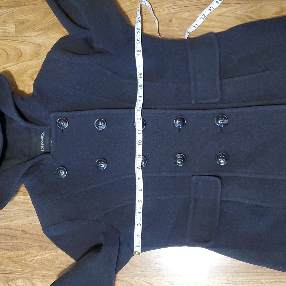 London Fog Charcoal Hooded Peacoat Jacket Womens Size PL - Picture 7 of 15